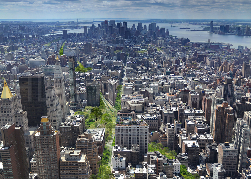 Illustration for article titled A Totally Feasible Plan to Turn Manhattan's Busiest Street Into a 40-Block Park